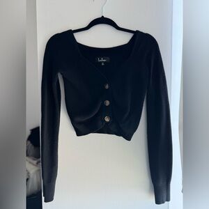 Black Knit Button-Up Blouse/Cardigan